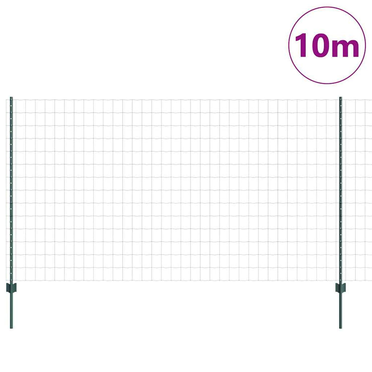Vidaxxl-Zaun mit Pfosten grün 1,4 x 10 m aus Stahl und PVC