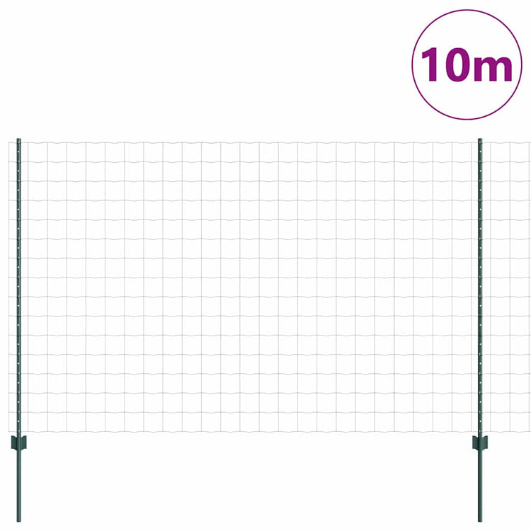 Vidaxl-Zaun mit Pfosten grün 1,6 x 10 m aus Stahl und PVC