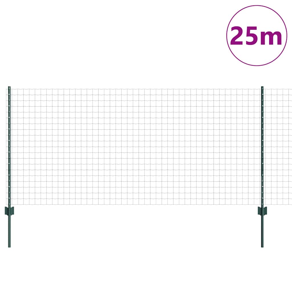 Vidaxxl-Zaun mit Pfosten grün 1 x 25 m aus Stahl und PVC