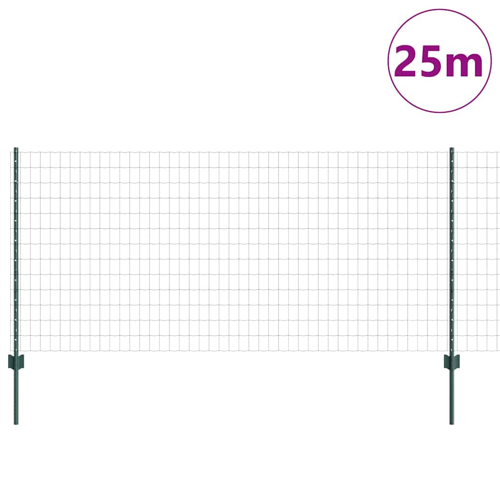 Vidaxxl-Zaun mit Pfosten grün 1 x 25 m aus Stahl und PVC