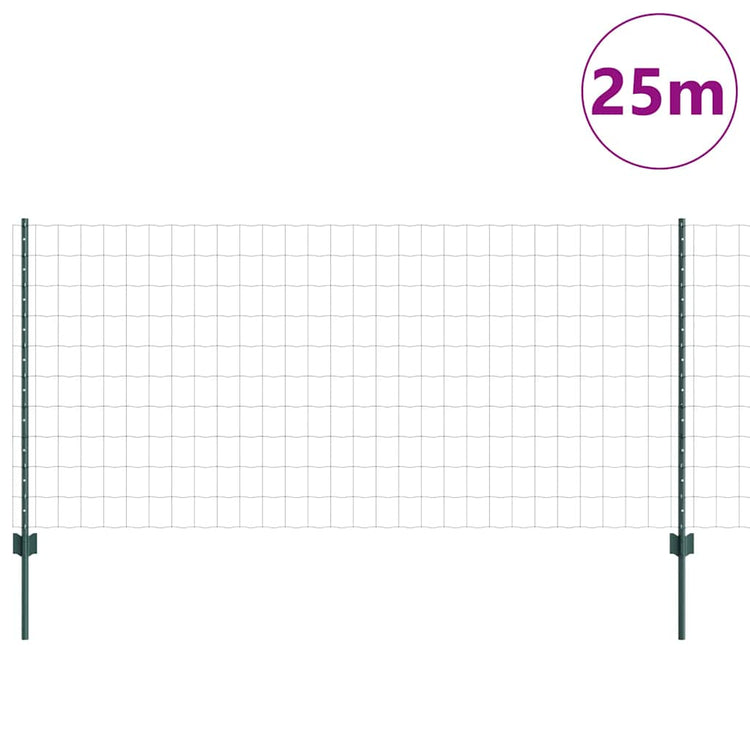 Vidaxxl-Zaun mit Pfosten grün 1 x 25 m aus Stahl und PVC