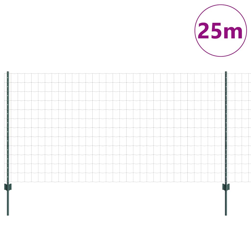 Vidaxl-Zaun mit Pfosten grün 1,2 x 25 m aus Stahl und PVC