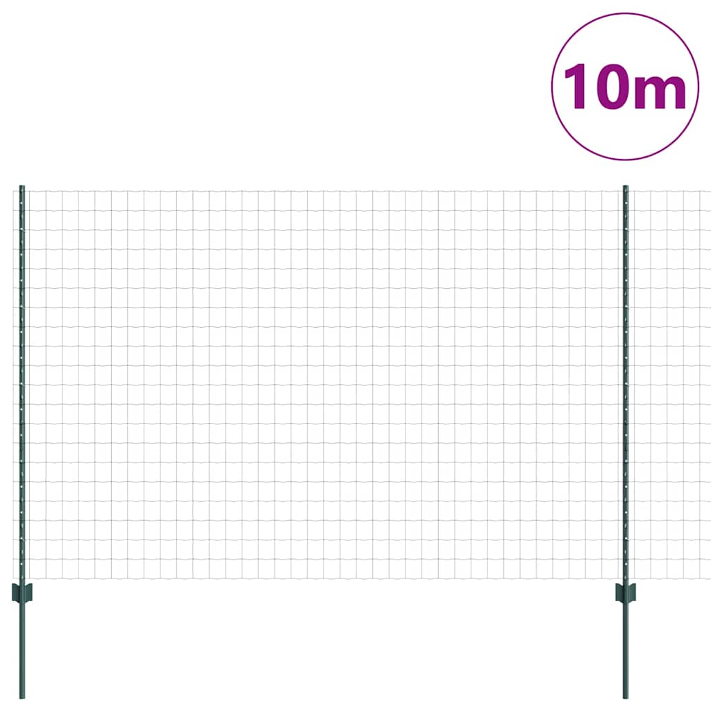 Vidaxxl Zaun mit Pfosten Grün 1,5 x 10 m Stahl