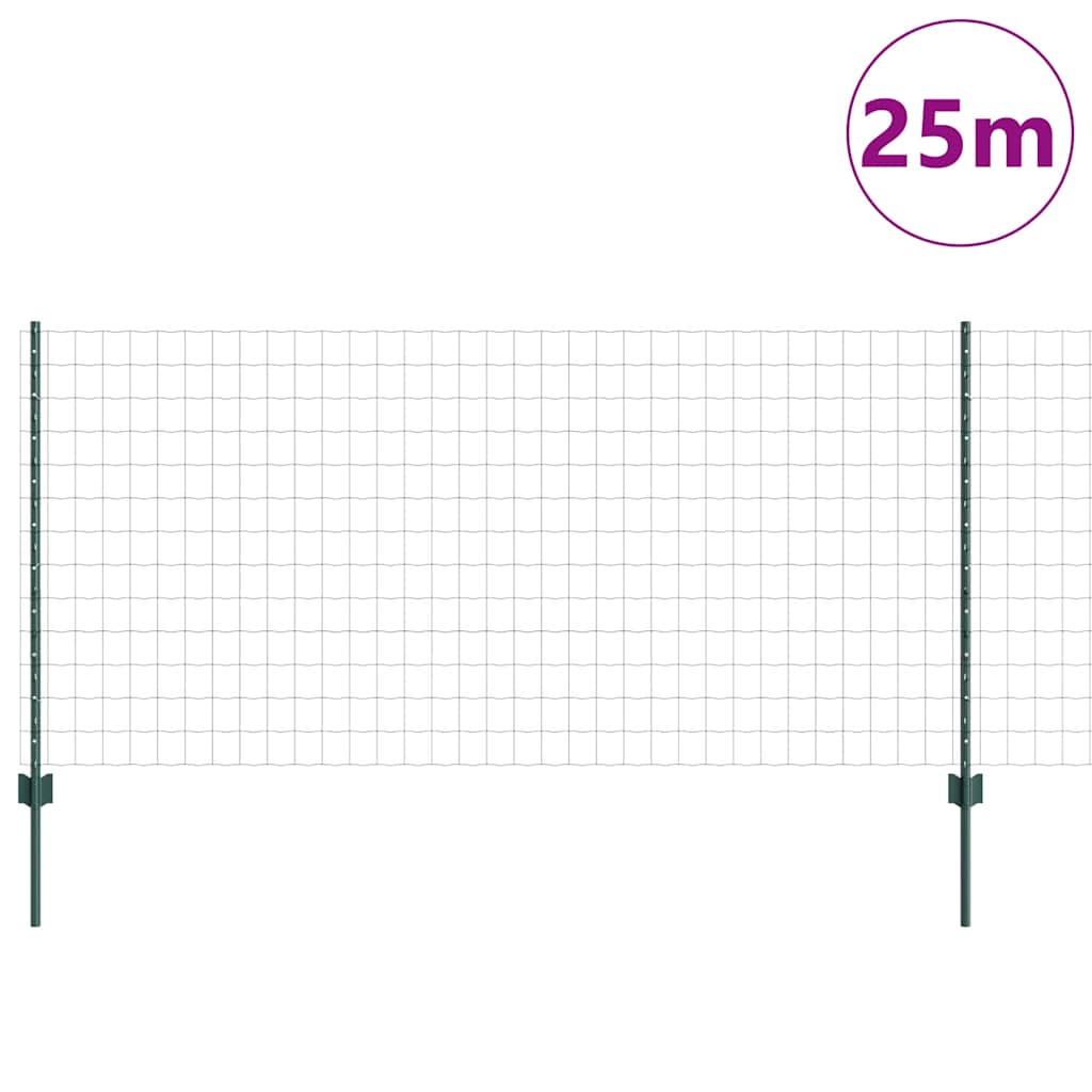 Vidaxxl Zaun mit Pfosten grün 1 x 25 m Stahl