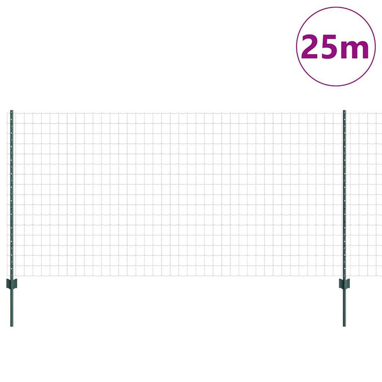 Vidaxxl Zaun mit Pfosten Grün 1,2 x 25 m Stahl