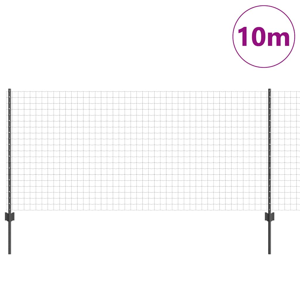 Vidaxl-Zaun mit Pfosten grau 1 x 10 m aus Stahl und PVC
