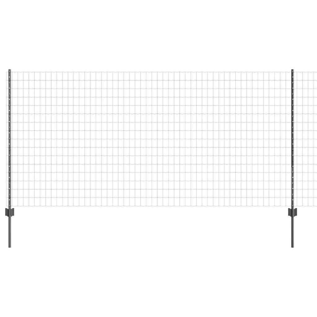 Vidaxl-Zaun mit Pfosten grau 1,2 x 10 m aus Stahl und PVC