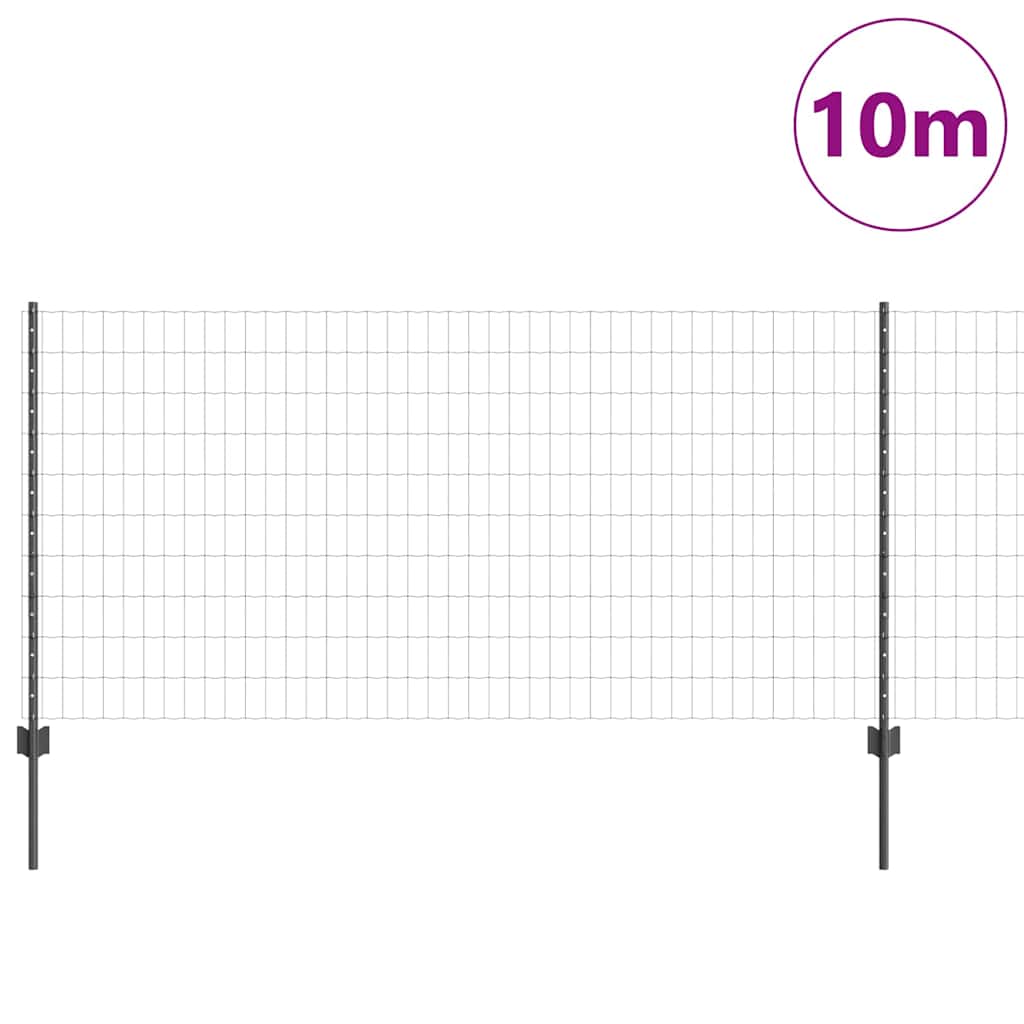 Vidaxl-Zaun mit Pfosten grau 1 x 10 m aus Stahl und PVC