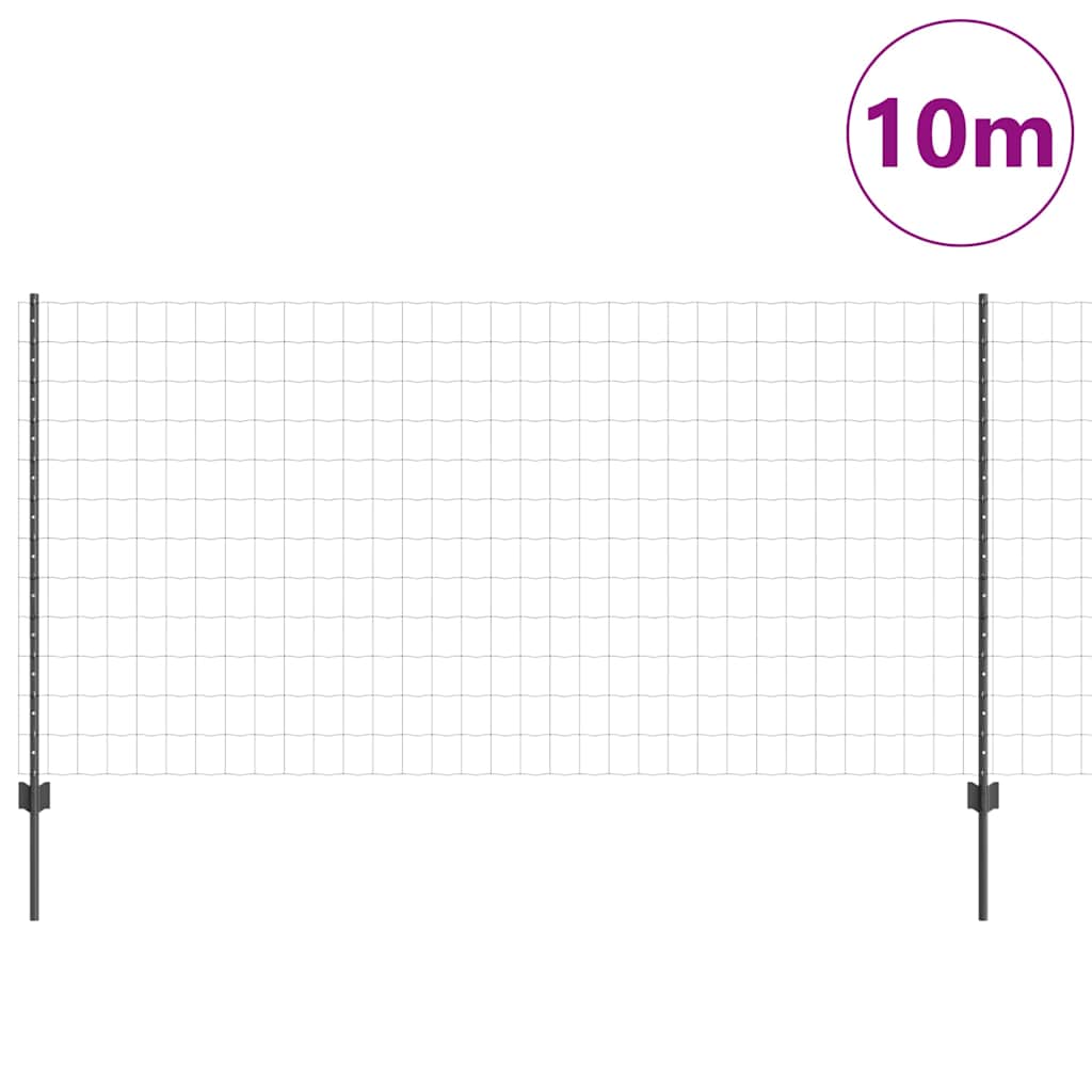 Vidaxl-Zaun mit Pfosten grau 1,2 x 10 m aus Stahl und PVC