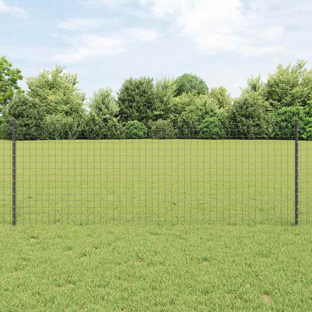 Vidaxl-Zaun mit Pfosten grau 0,8 x 25 m aus Stahl und PVC