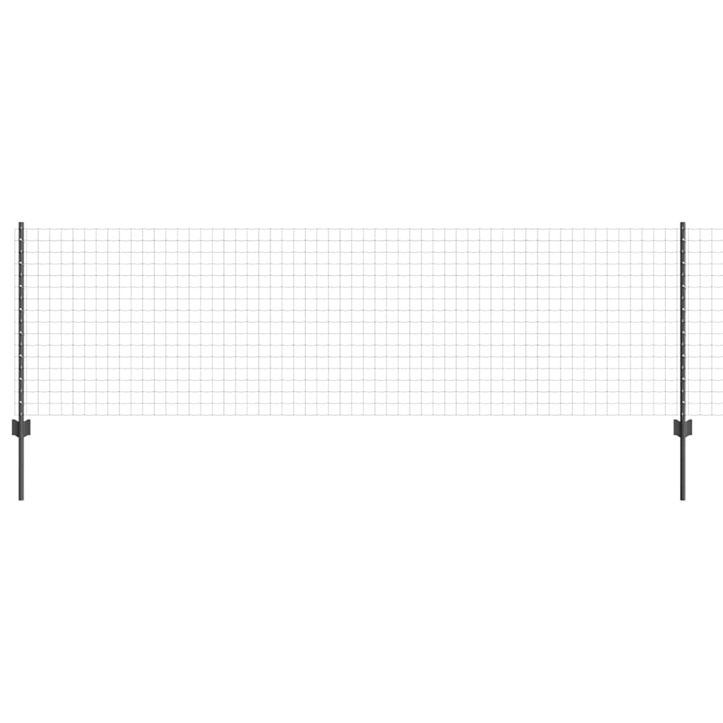 Vidaxl-Zaun mit Pfosten grau 0,8 x 25 m aus Stahl und PVC