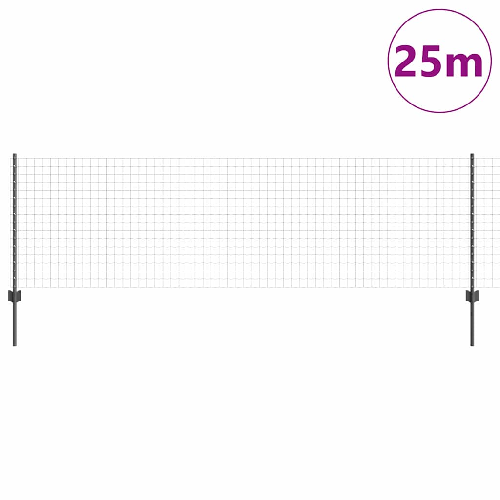 Vidaxl-Zaun mit Pfosten grau 0,8 x 25 m aus Stahl und PVC