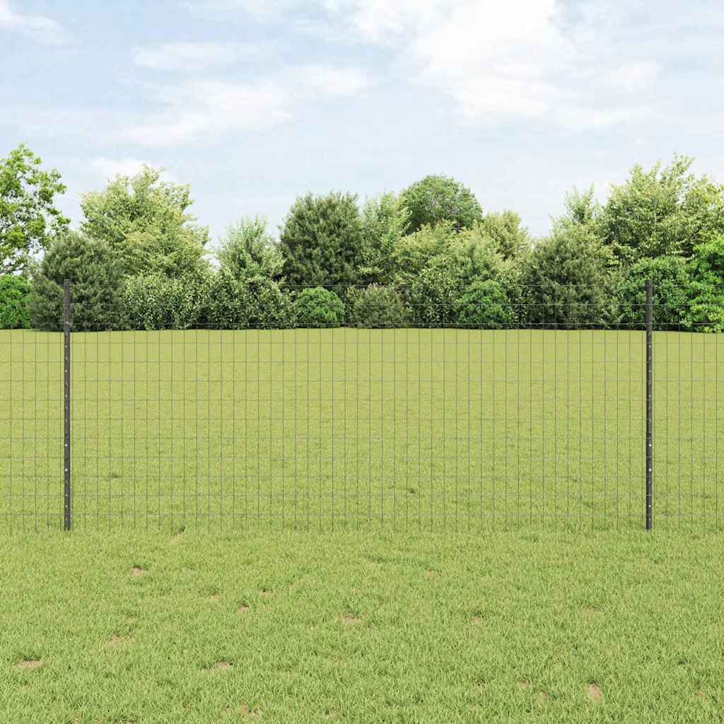 Vidaxl-Zaun mit Pfosten grau 1 x 25 m aus Stahl und PVC