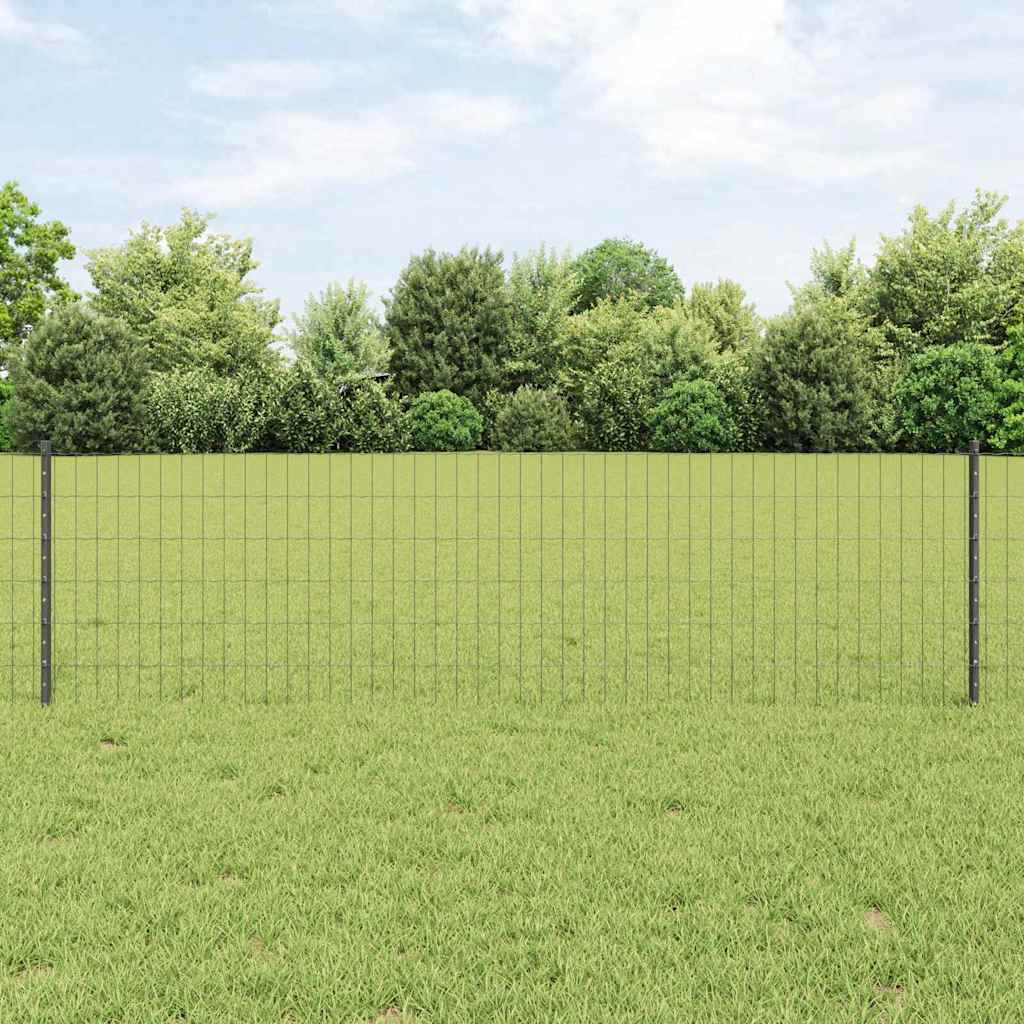 Vidaxl-Zaun mit Pfosten grau 0,6 x 25 m aus Stahl und PVC