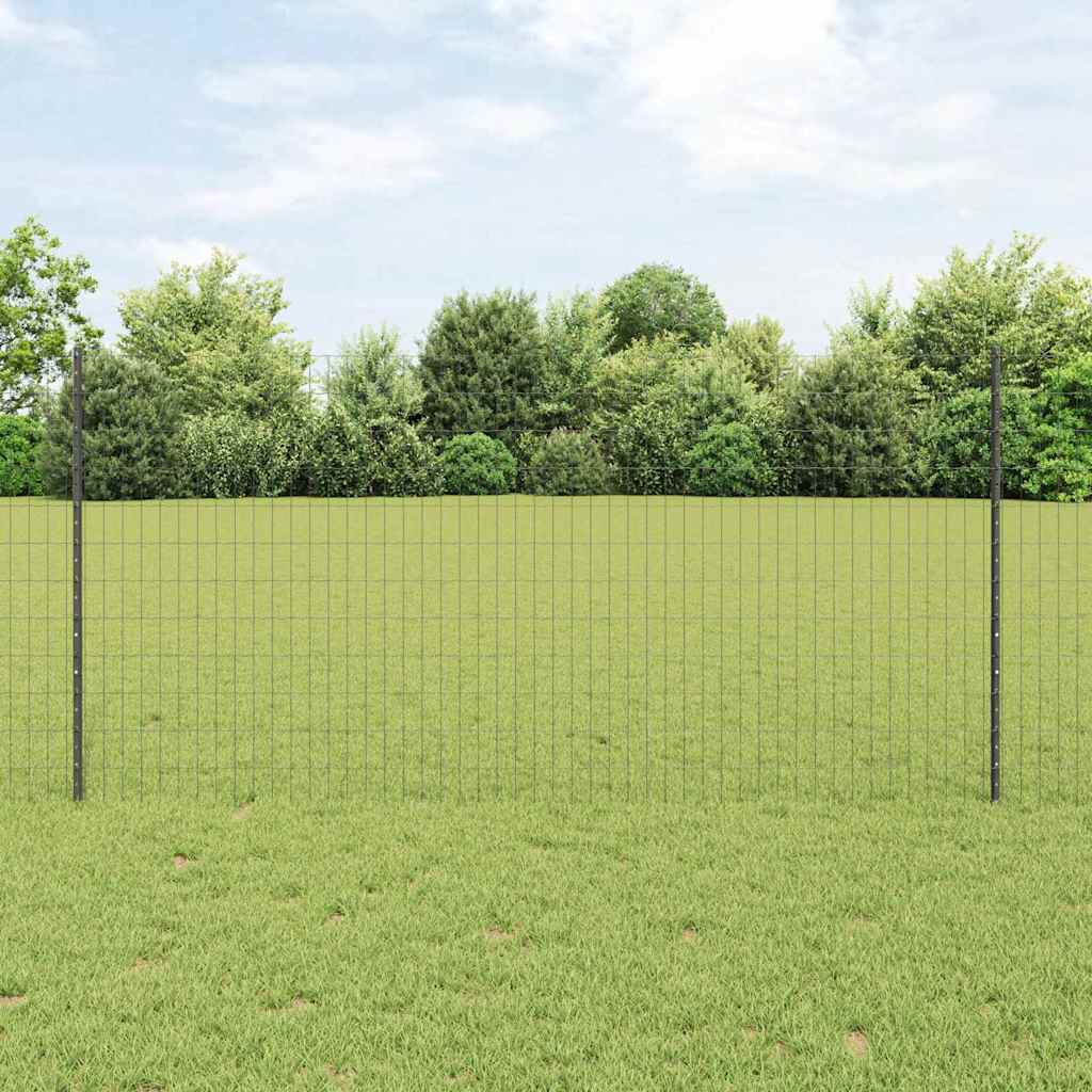 Vidaxl-Zaun mit Pfosten grau 1,2 x 25 m aus Stahl und PVC