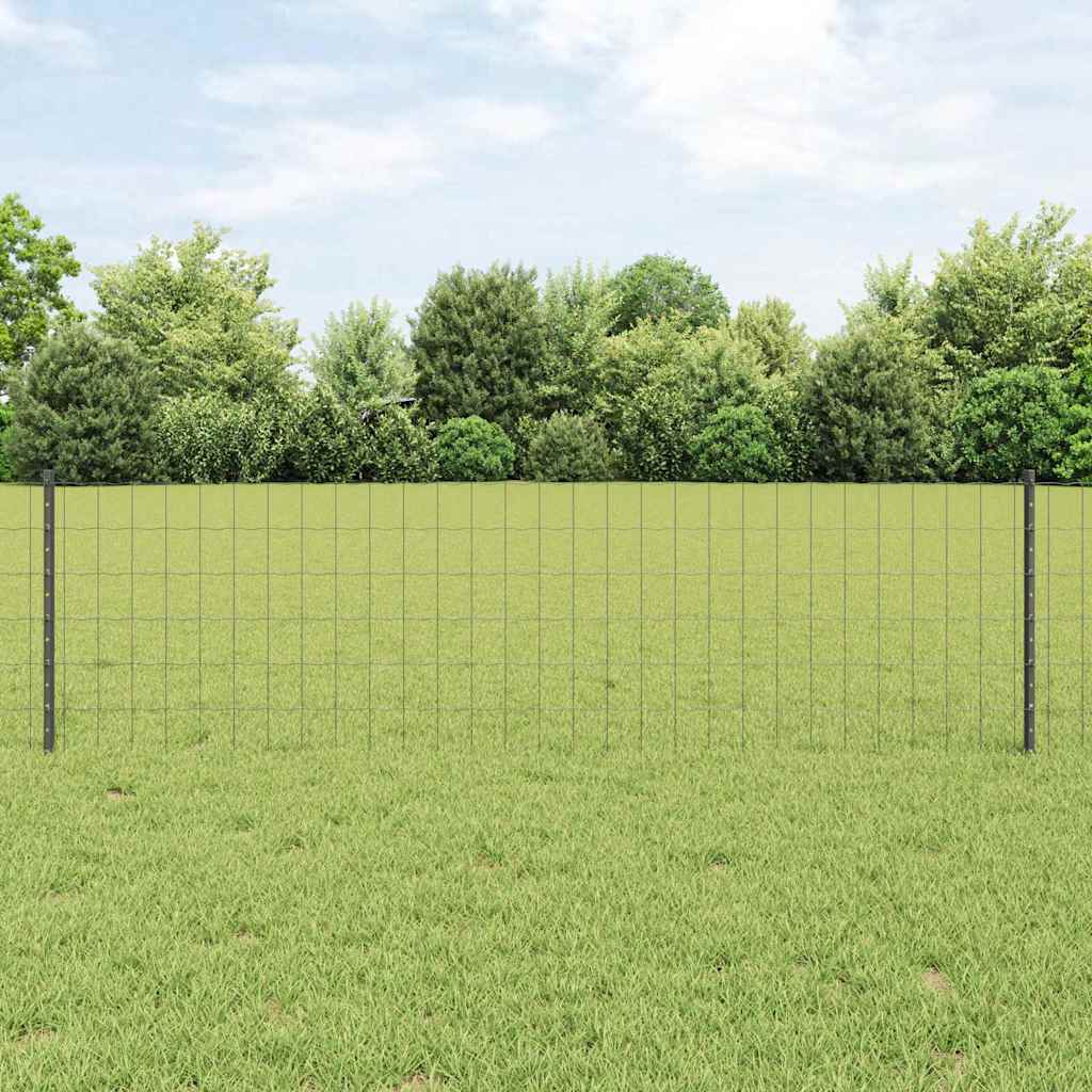 Vidaxl-Zaun mit Pfosten grau 0,6 x 25 m aus Stahl und PVC