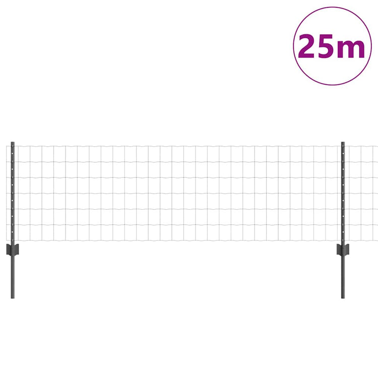 Vidaxl-Zaun mit Pfosten grau 0,6 x 25 m aus Stahl und PVC