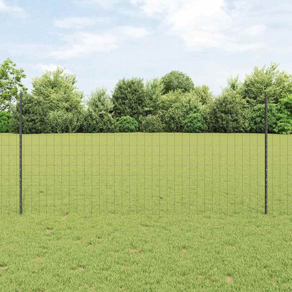 Vidaxl-Zaun mit Pfosten grau 1,2 x 25 m aus Stahl und PVC
