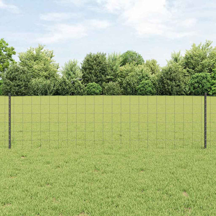 Vidaxl-Zaun mit Pfosten grau 0,6 x 25 m aus Stahl und PVC