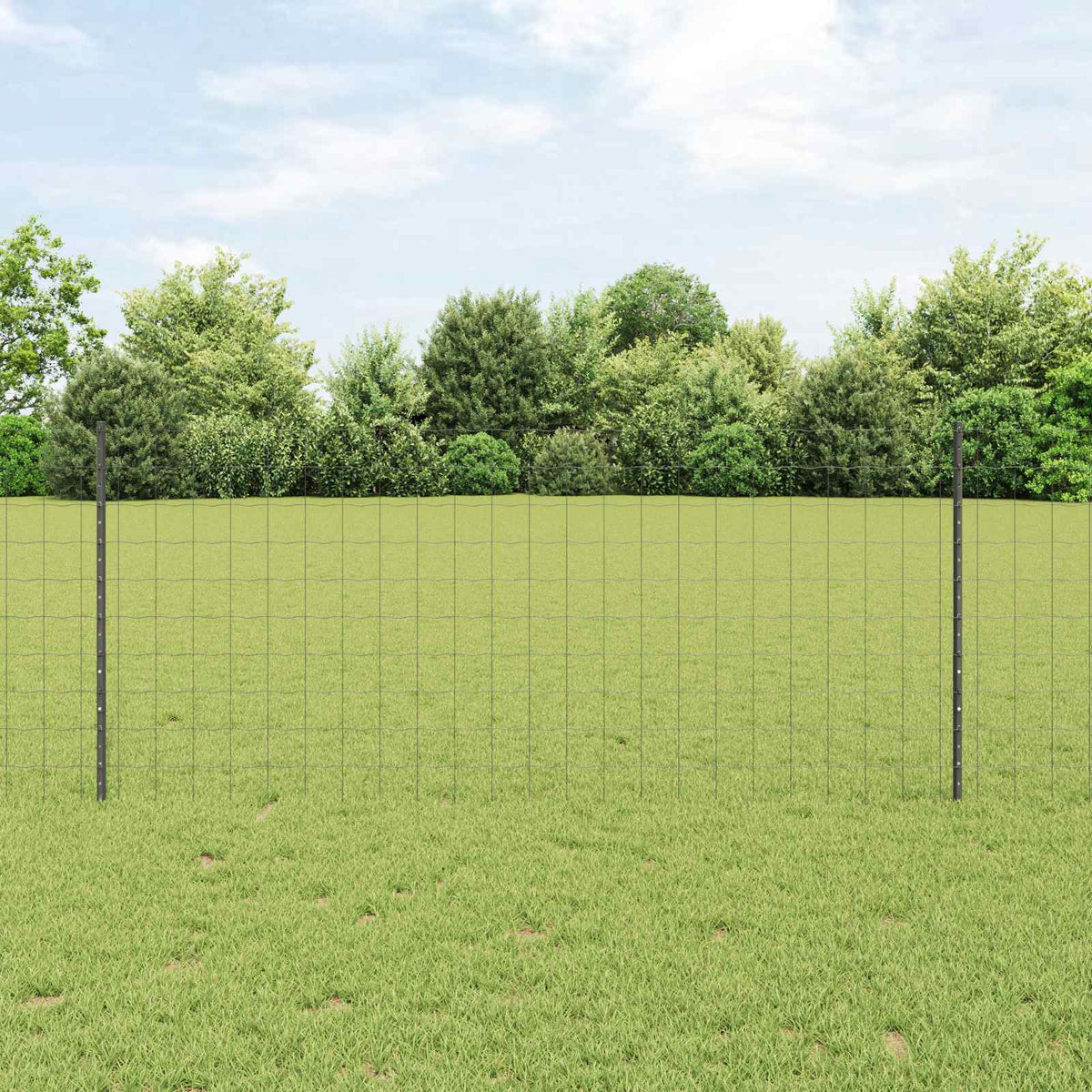 Vidaxxl Zaun mit Pfosten grau 1 x 25 m Stahl