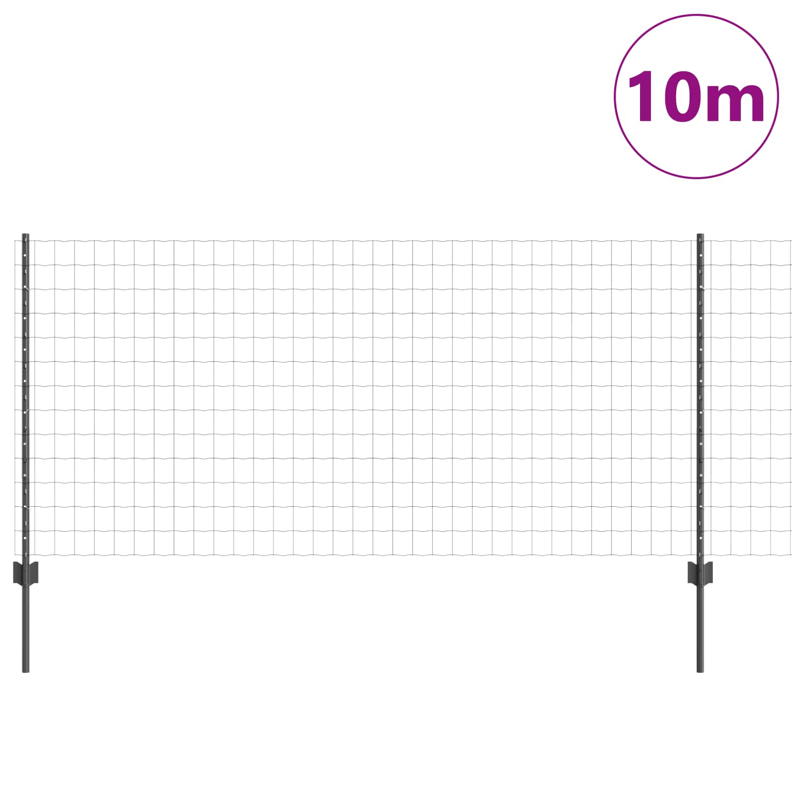 Vidaxxl Zaun mit Pfosten grau 1 x 10 m Stahl