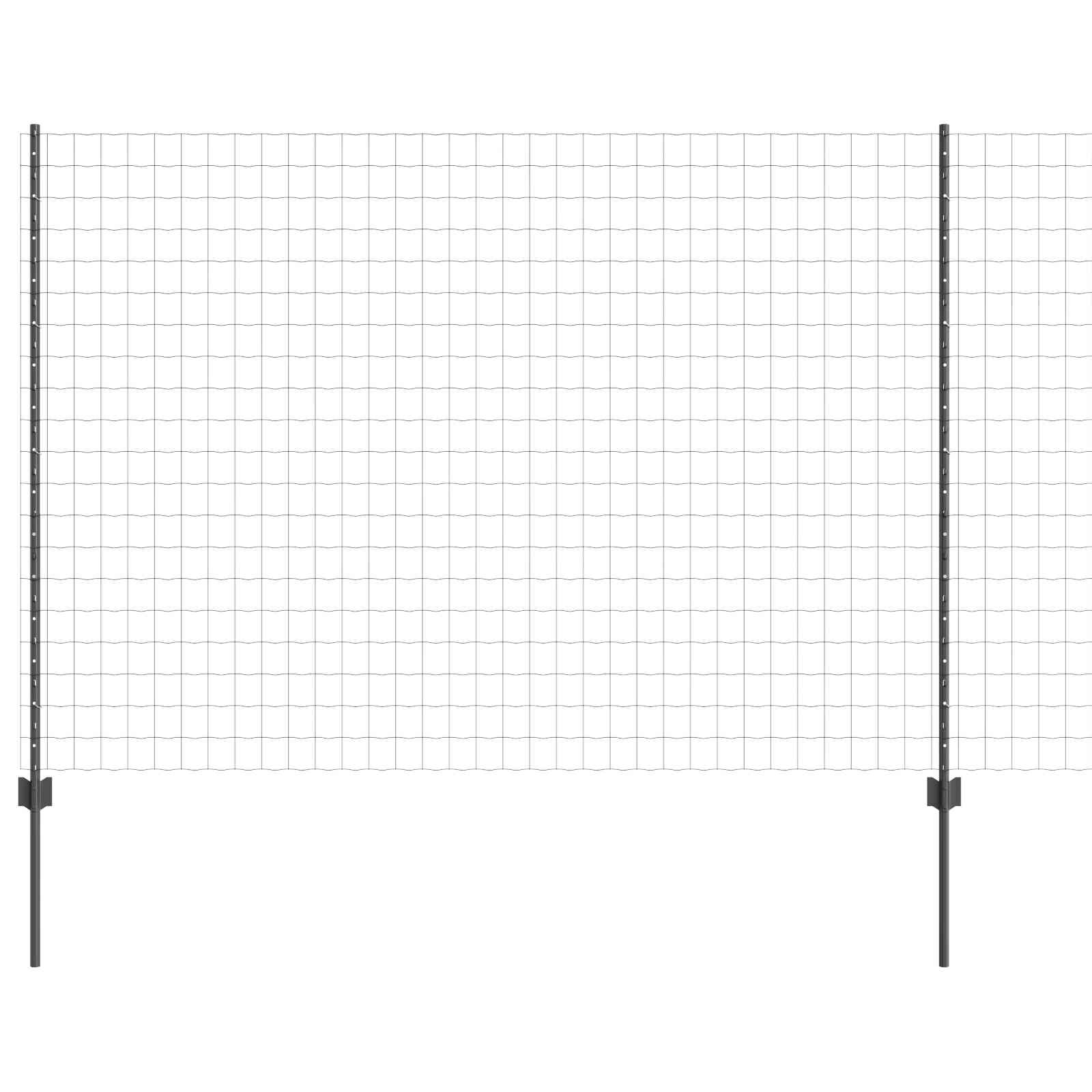 Vidaxl-Zaun mit Pfosten grau 1,5 x 10 m Stahl
