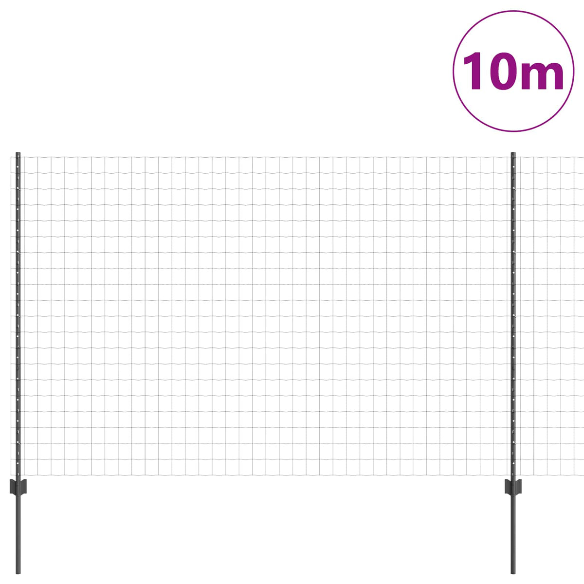 Vidaxl-Zaun mit Pfosten grau 1,5 x 10 m Stahl