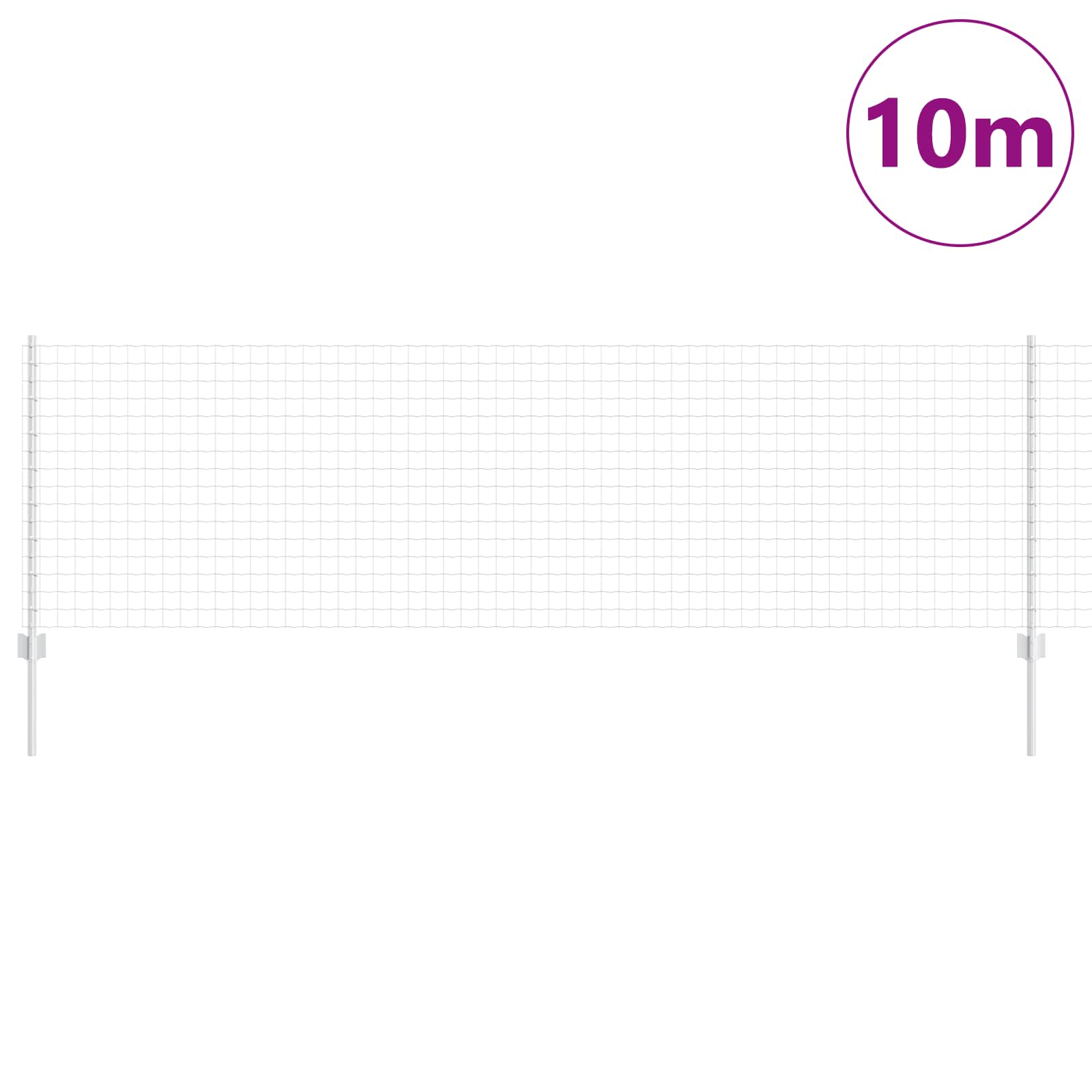 Vidaxxl Zaun mit Pfosten Silber 0,8 x 10 m Stahl