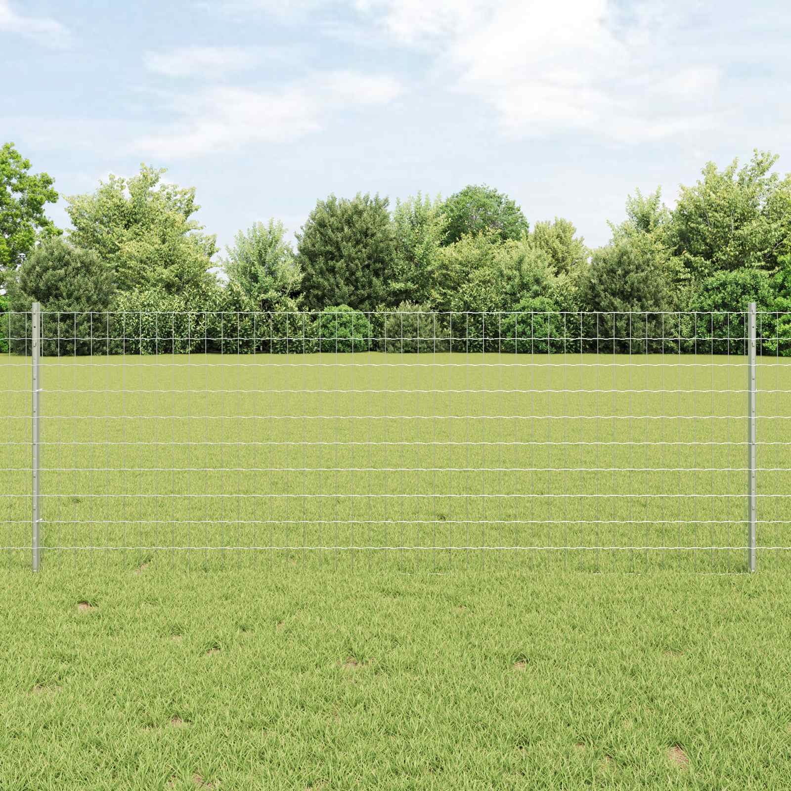 Vidaxxl Zaun mit Pfosten Silber 0,8 x 10 m Stahl