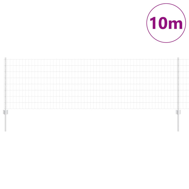 Vidaxxl Zaun mit Pfosten Silber 0,8 x 10 m Stahl