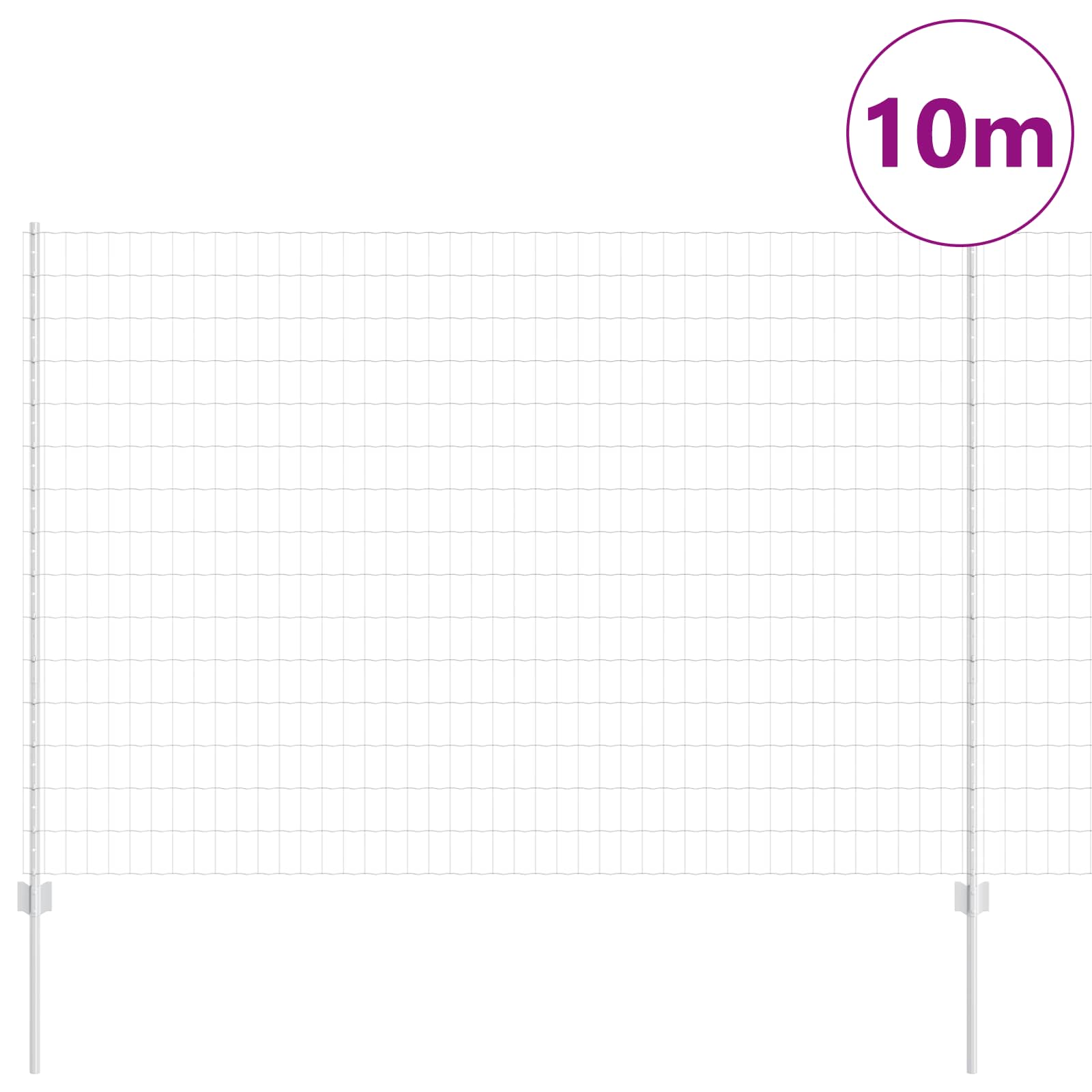 Vidaxl Zaun mit Pfosten Silber 1,5 x 10 m Stahl
