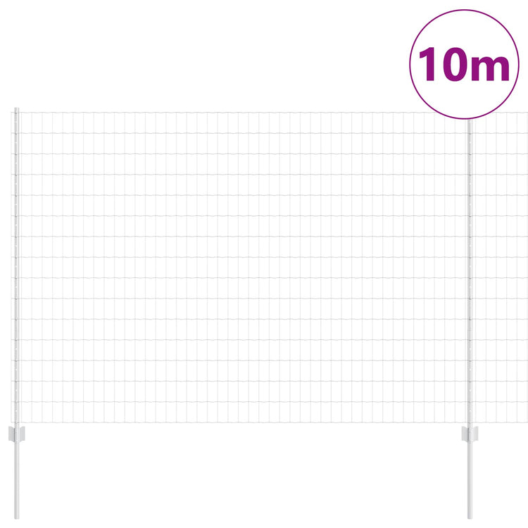 Vidaxl Zaun mit Pfosten Silber 1,5 x 10 m Stahl