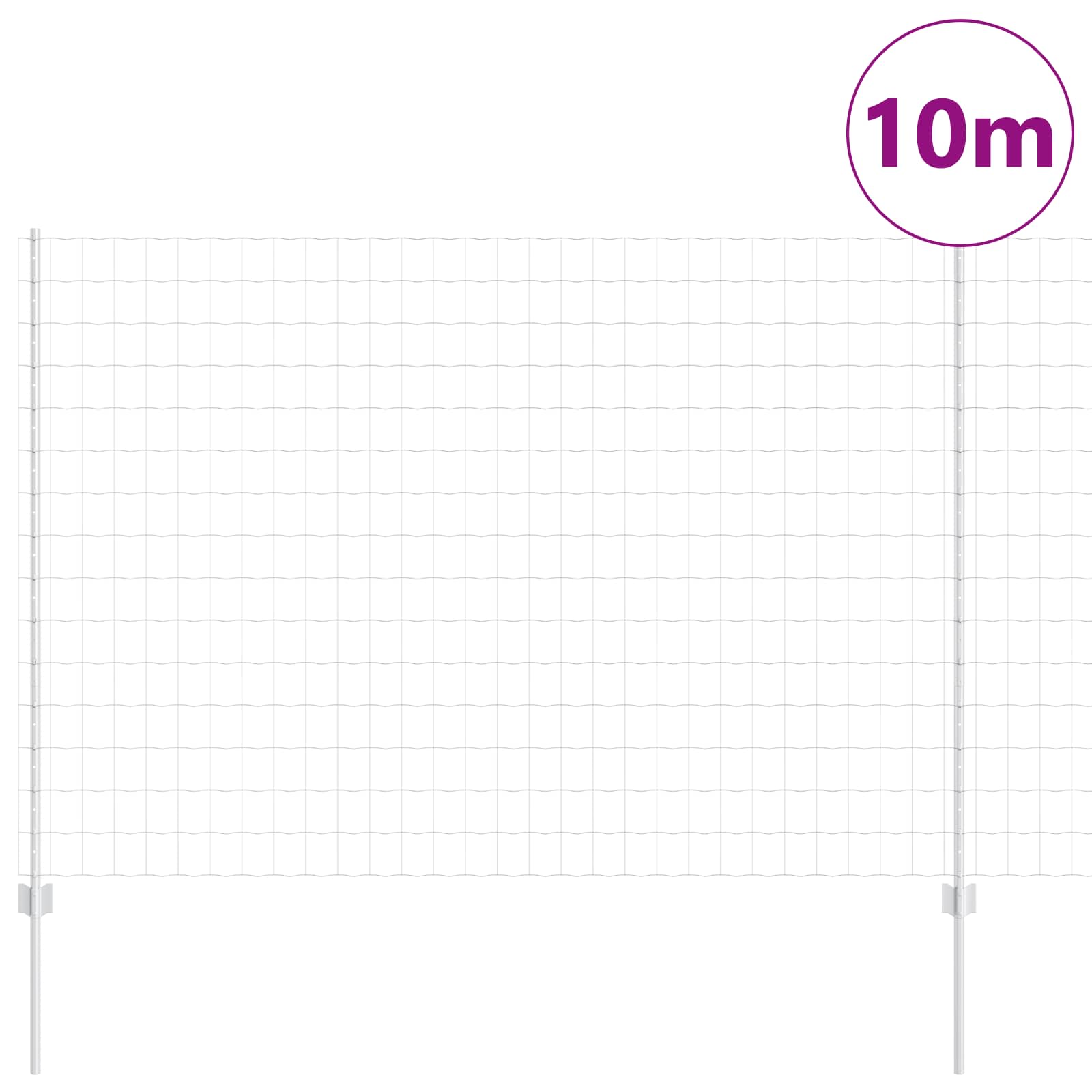 Vidaxl Zaun mit Pfosten Silber 1,5 x 10 m Stahl
