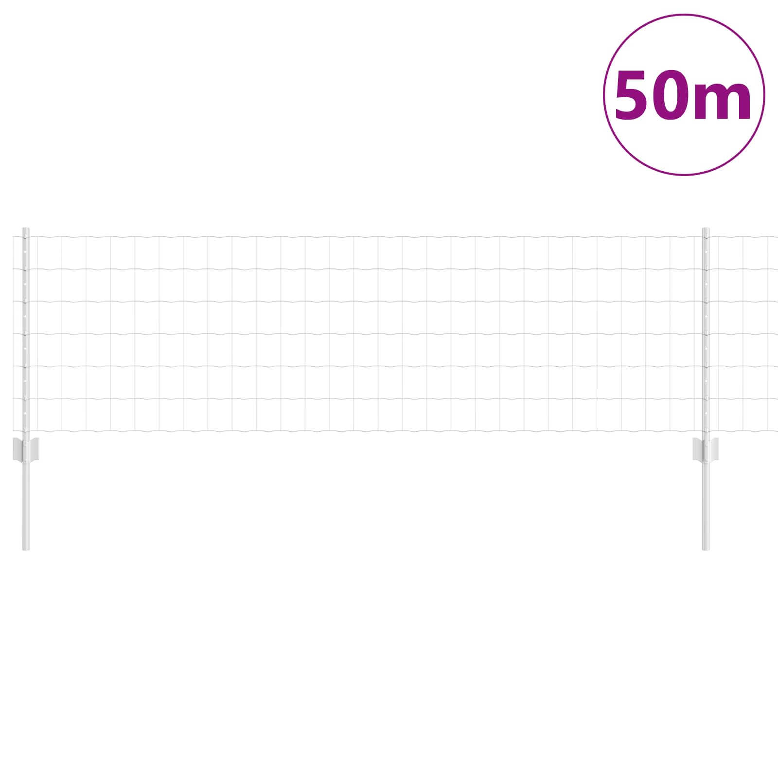 Vidaxxl Zaun mit Pfosten Silber 0,6 x 50 m Stahl