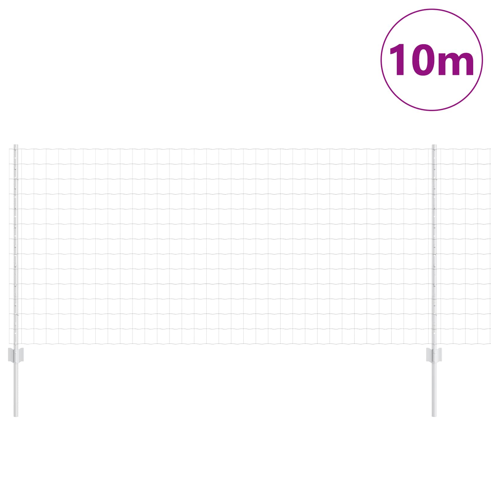 Vidaxxl Zaun mit Pfosten Silber 1 x 10 m Stahl