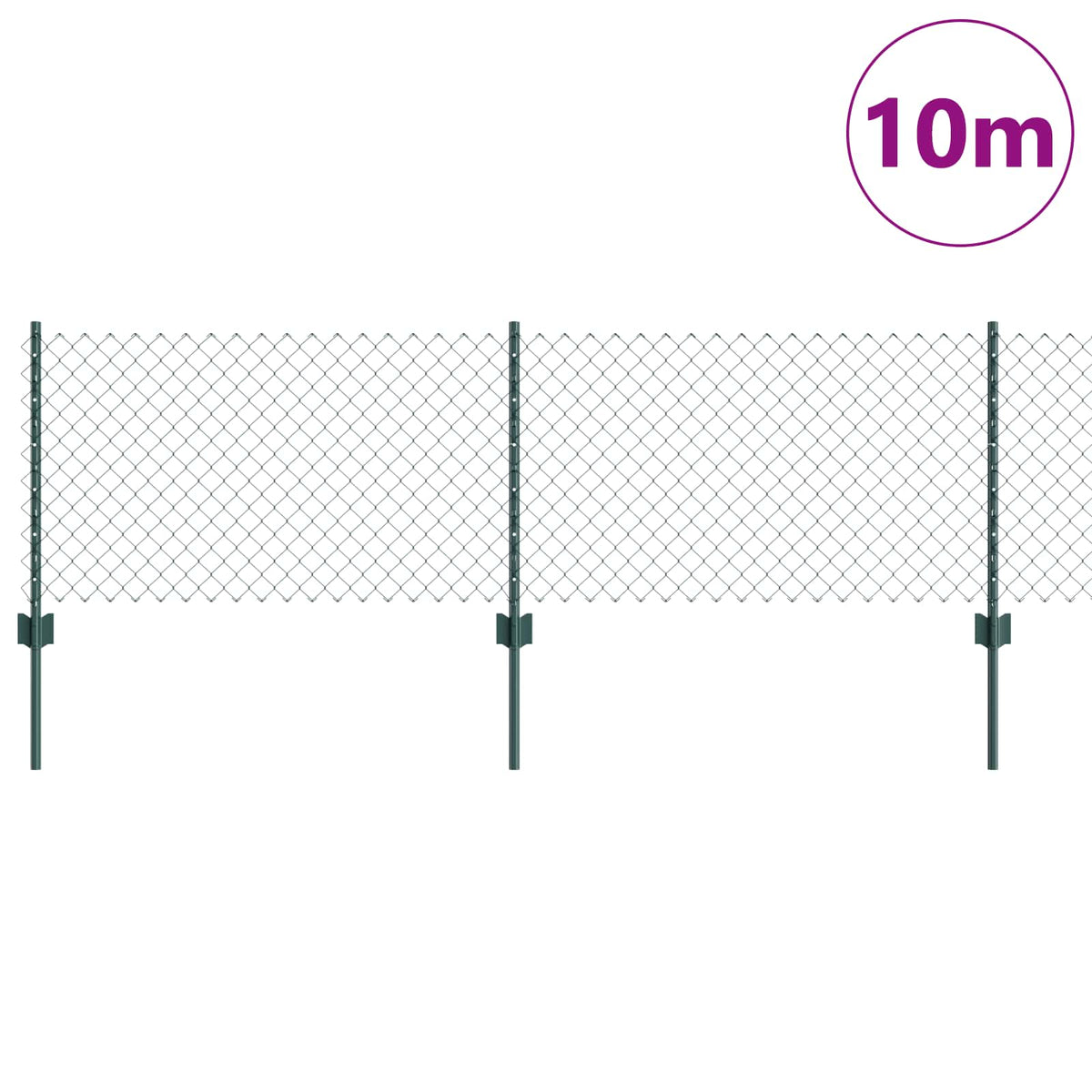 Vidaxxl-Zaun mit Pfosten grün 0,6 x 10 m aus Stahl und PVC