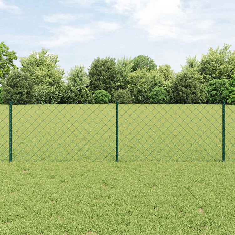 Vidaxxl-Zaun mit Pfosten grün 0,6 x 10 m aus Stahl und PVC