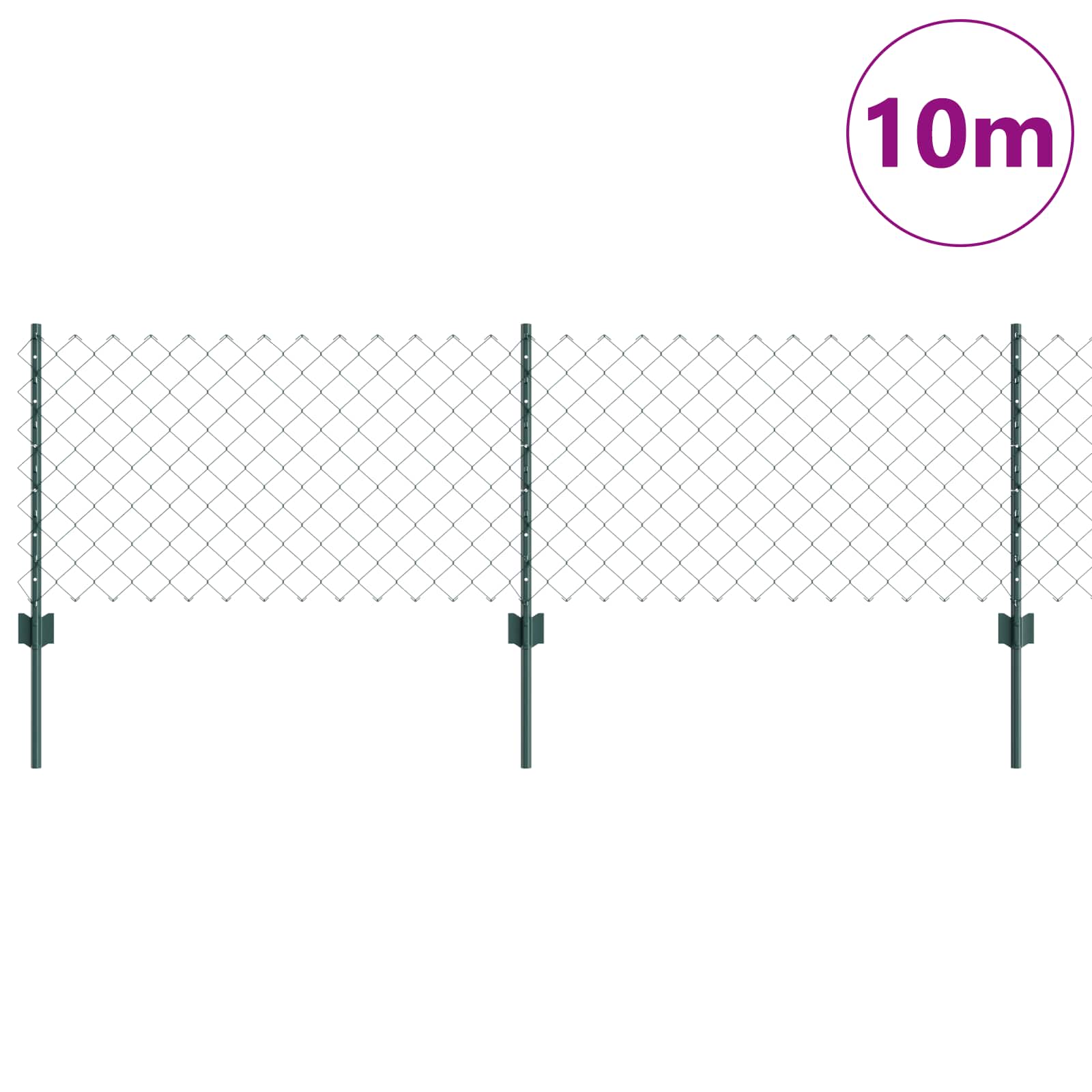Vidaxxl-Zaun mit Pfosten grün 0,6 x 10 m aus Stahl und PVC