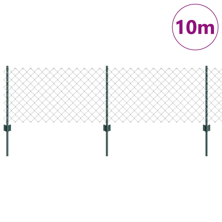 Vidaxxl-Zaun mit Pfosten grün 0,6 x 10 m aus Stahl und PVC