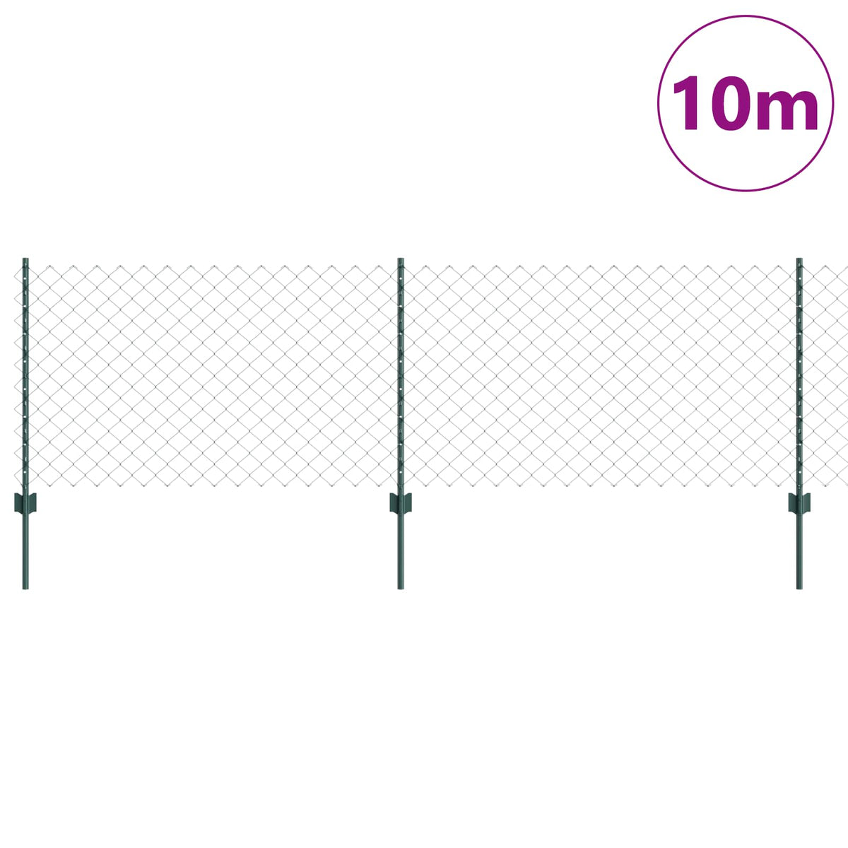 Vidaxl-Zaun mit Pfosten grün 0,8 x 10 m aus Stahl und PVC