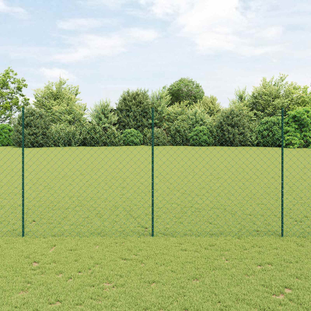 Vidaxl-Zaun mit Pfosten grün 1,5 x 10 m aus Stahl und PVC