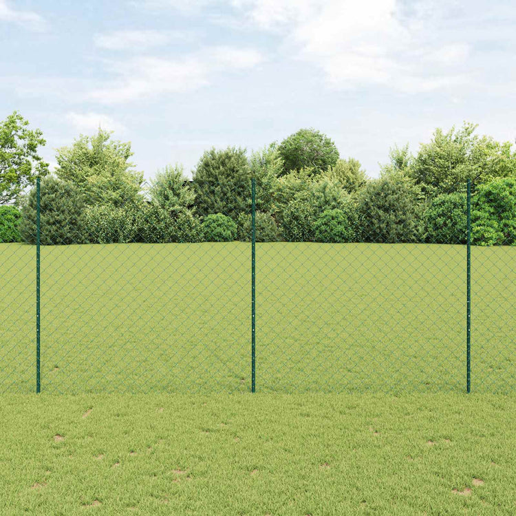 Vidaxl-Zaun mit Pfosten grün 1,5 x 10 m aus Stahl und PVC