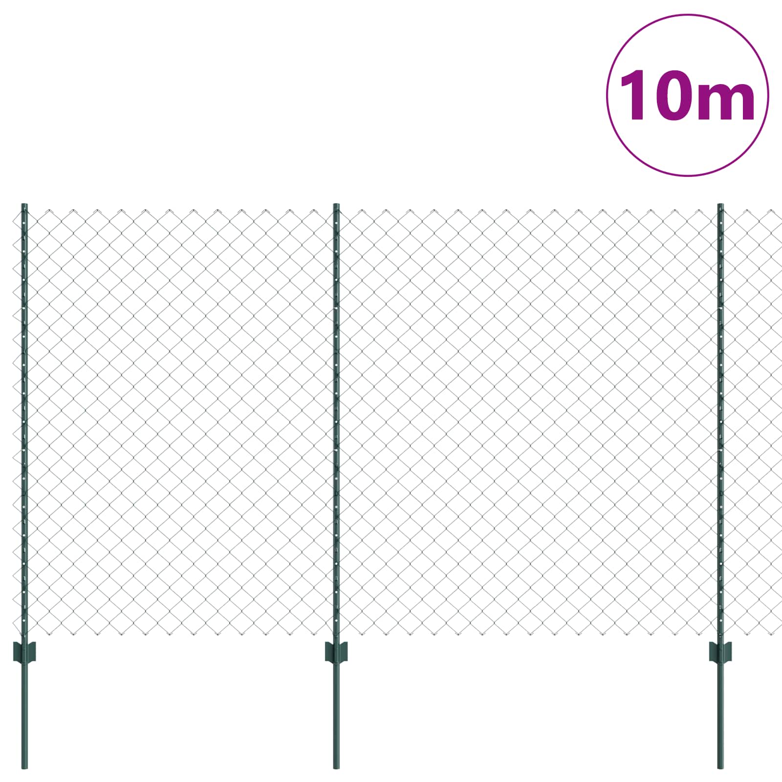 Vidaxl-Zaun mit Pfosten grün 1,5 x 10 m aus Stahl und PVC