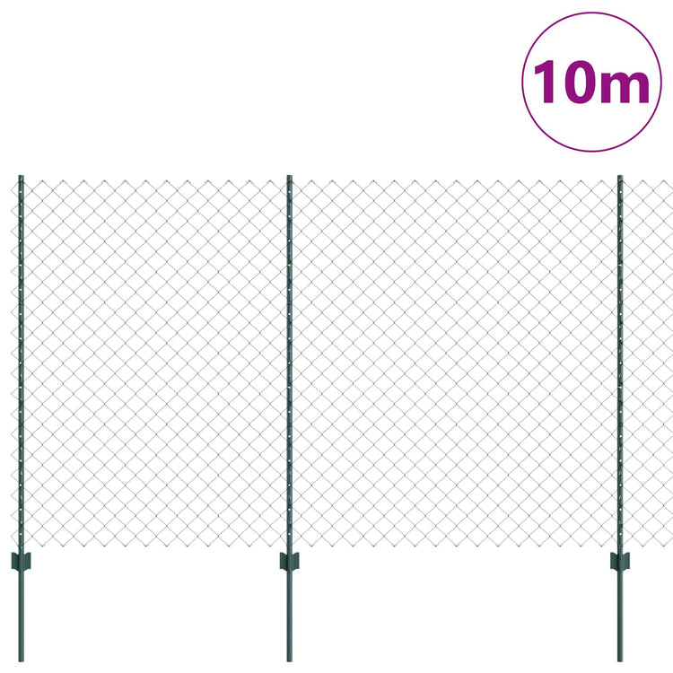 Vidaxl-Zaun mit Pfosten grün 1,5 x 10 m aus Stahl und PVC