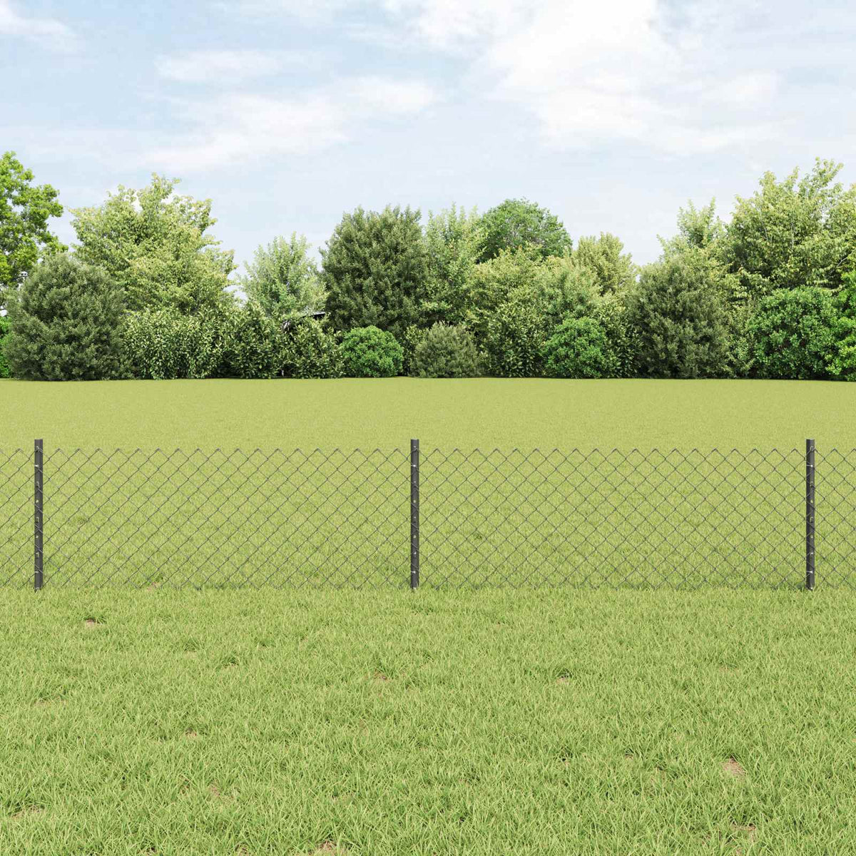 Vidaxl-Zaun mit Pfosten grau 0,4 x 10 m aus Stahl und PVC