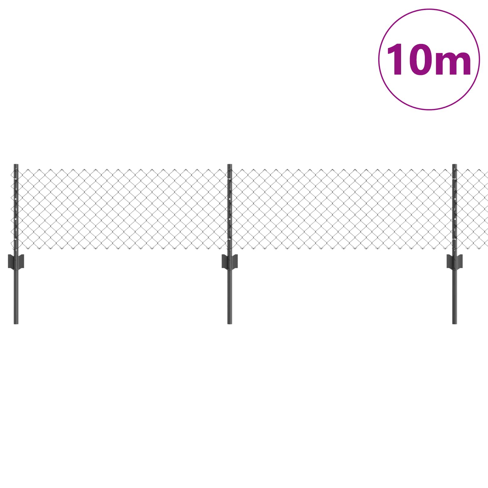 Vidaxl-Zaun mit Pfosten grau 0,4 x 10 m aus Stahl und PVC