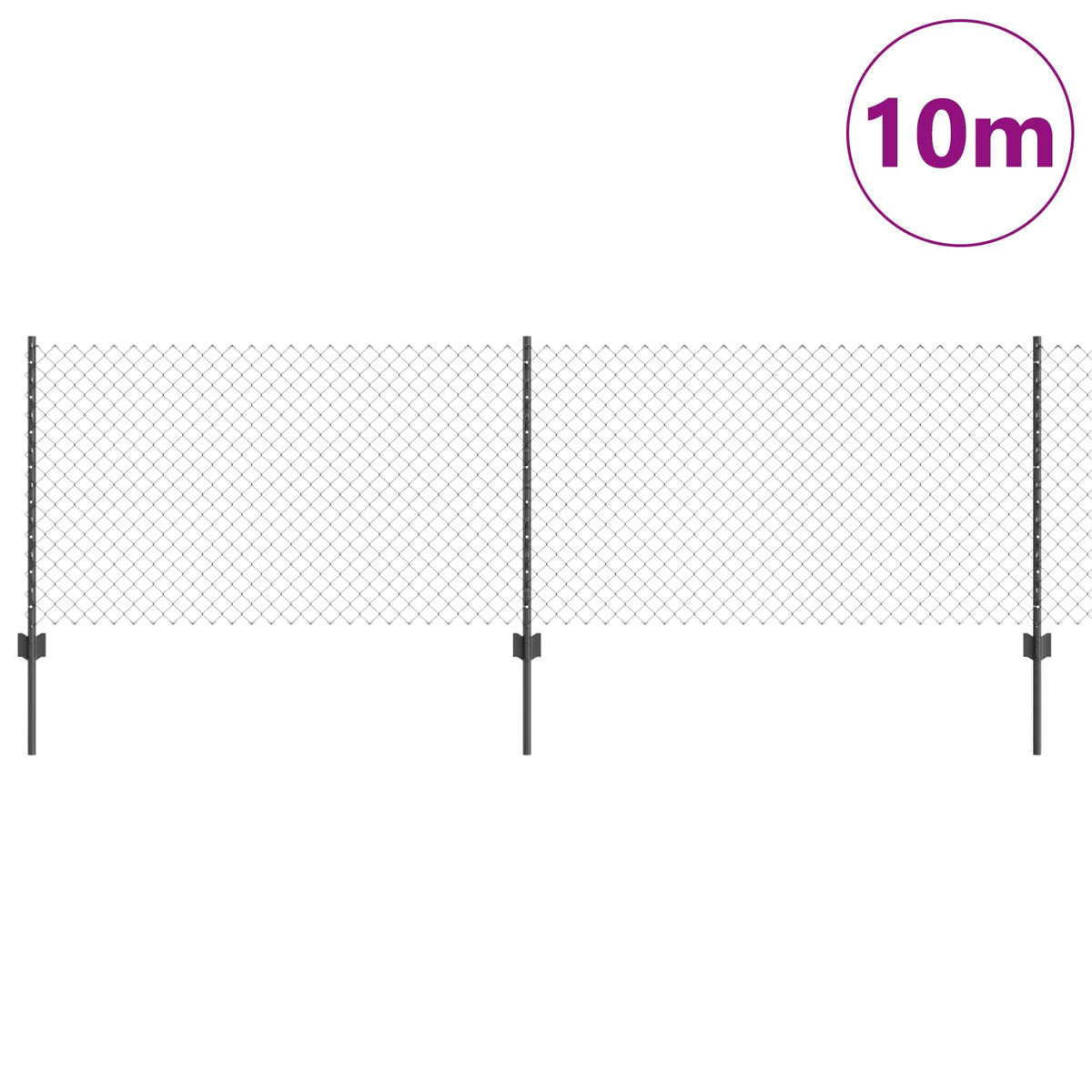 Vidaxl-Zaun mit Pfosten grau 0,8 x 10 m aus Stahl und PVC