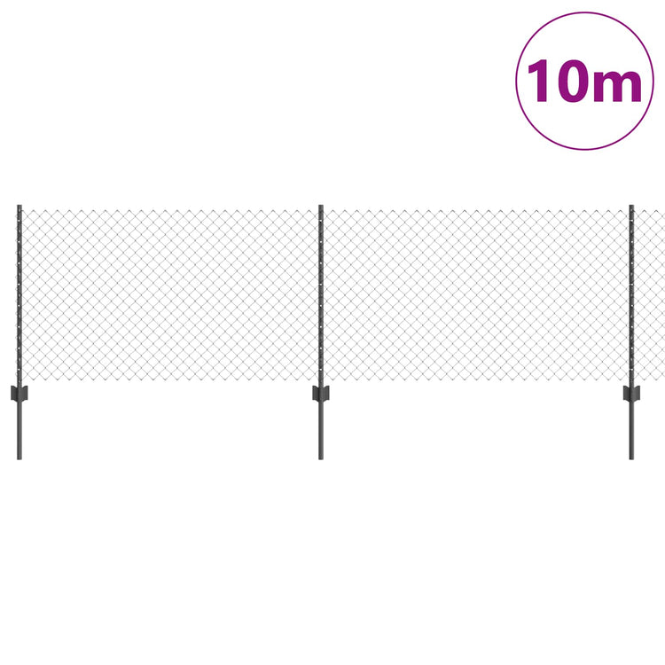 Vidaxl-Zaun mit Pfosten grau 0,8 x 10 m aus Stahl und PVC