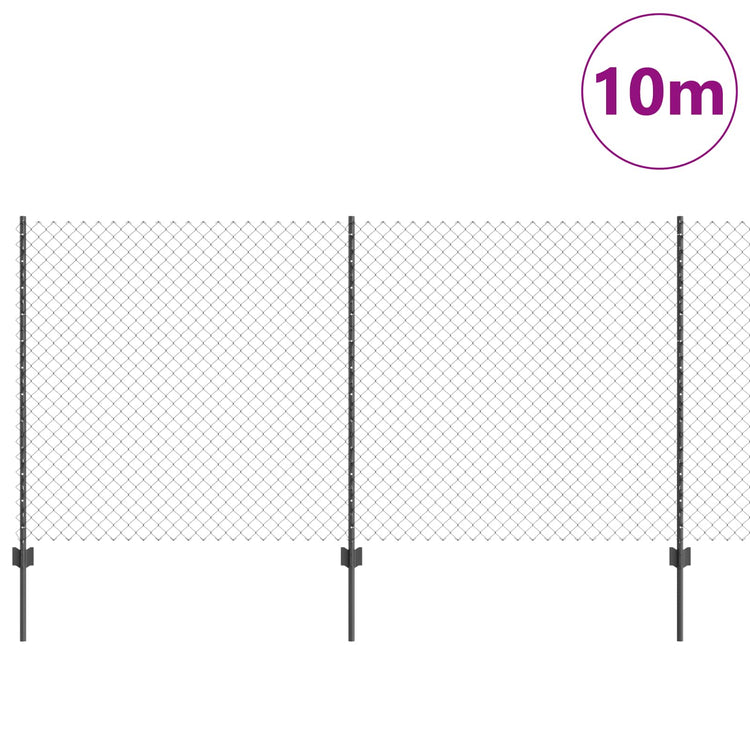 Vidaxl-Zaun mit Pfosten grau 1,2 x 10 m aus Stahl und PVC