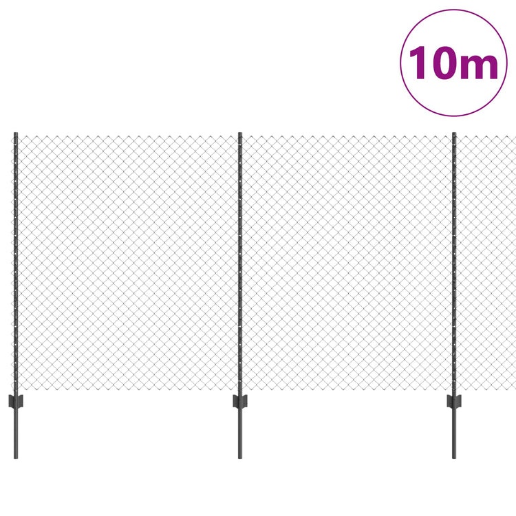 Vidaxl-Zaun mit Pfosten grau 1,4 x 10 m aus Stahl und PVC